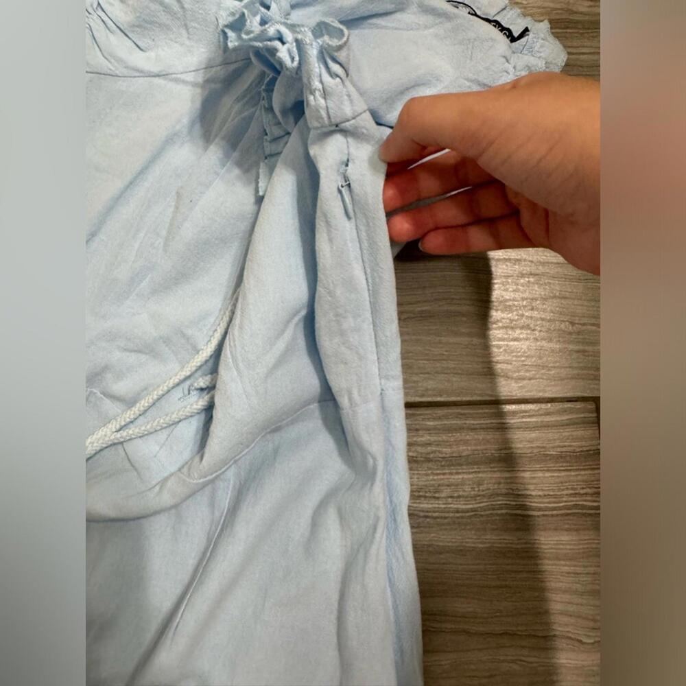 {SOLD} NWT Nasty Gal Light Blue Linen Lace Up Mini Dress- Size 8 - Picture 8 of 9